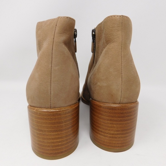 Eileen Fisher Women's Boots Melrose Tan Nubuck Leather Block Heel Booties Size 8 - Picture 4 of 15